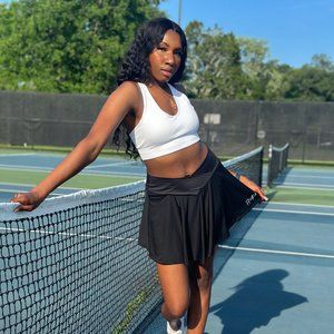 Criss-Cross Black Tennis Skirt